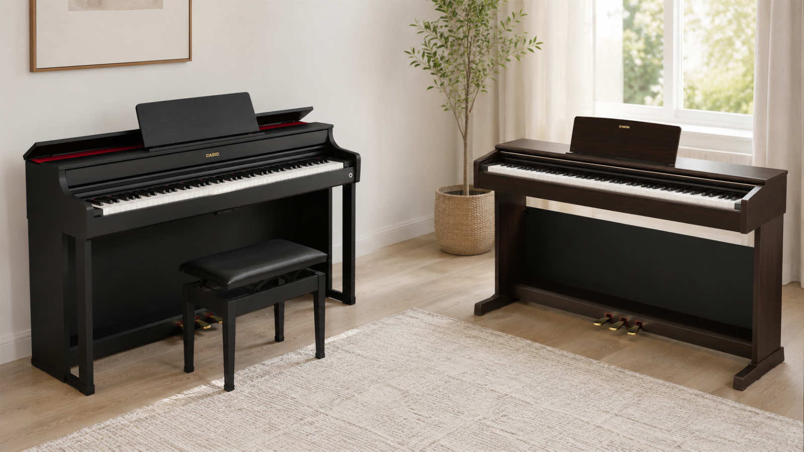 Yamaha YDP-145 vs Casio AP-300: сравнение корпусных пианино для дома